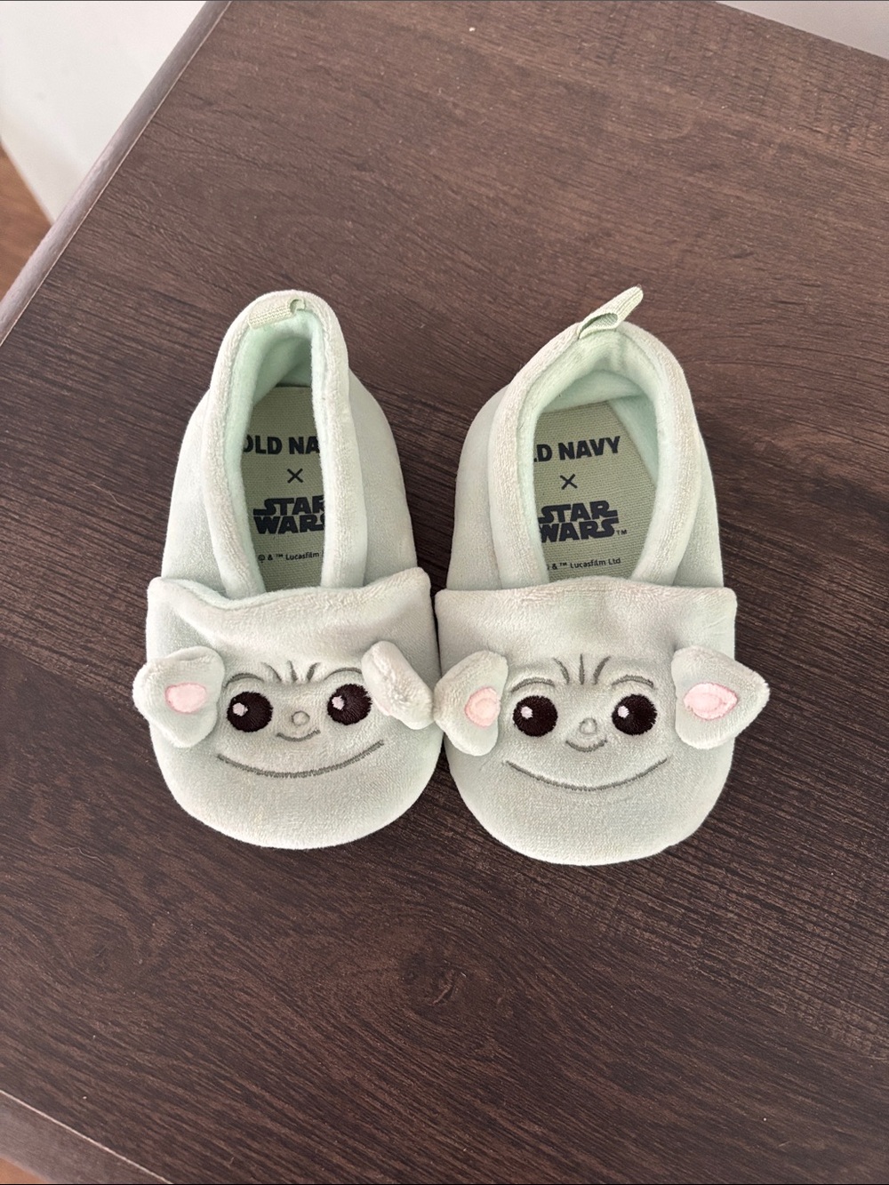 Old Navy Mint Green Plush Grogu Slip-On Kids Slippers
